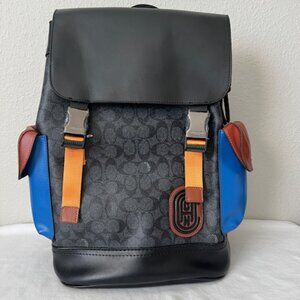Rivington Backpack In Colorblock Signature Canvas With Coach Patch